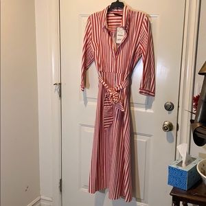 Zara striped midi shirt dress.